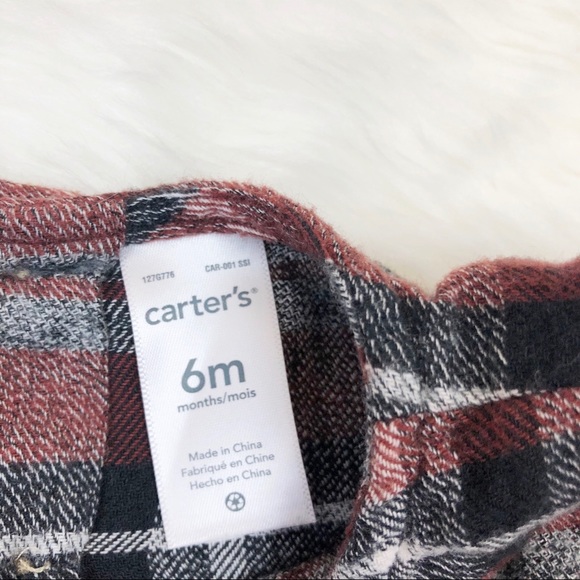 Carter’s Plaid Flannel Button Back Dress Size 6mos - Picture 4 of 6